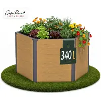 Floordirekt Hochbeet Lilia aus Metall sechseckig in Holzoptik für Garten Terrasse Balkon – 52 cm Höhe Eiche