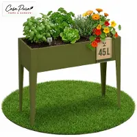 Floordirekt Metall Hochbeet Timo 100x30x80 cm mit Standfüßen für Balkon Terrasse Garten – Grün