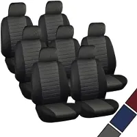 BellaFurn 7-teiliges Set Autositzbezüge für Transporter | Schwarz-Rot