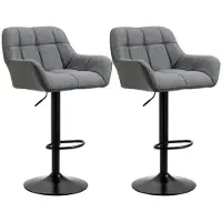 BellaFurn 2 Barhocker, verstellbar und drehbar | Farbe: Grau+Schwarz | Abmessungen: 52,5x57,5x93-114 cm