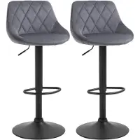 BellaFurn 2 verstellbare Samt-Barhocker, 360° drehbar | Farbe: Grau | Abmessungen: 46x48x83-104 cm