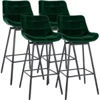 BellaFurn 4er Set Weston Barhocker, 180° drehbar | Farbe: Dunkelgrün | Abmessungen: 49x56x105 cm
