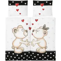 Cofi1453® Mikrofaser-Bettwäsche mit Reißverschluss, Partnerbettwäsche in Bären- & Herz-Design, 2x (135 x 200 cm)