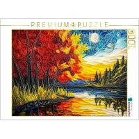 CALVENDO Puzzle Quilling Papierkunst Indian Summer Landschaft mit Laubbäumen Spiegelung im See | 1000 Teile Lege-Größe 64 × 48 cm Foto-Puzzle für glückliche Stunden