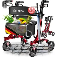 Aktiv shop GmbH ELONEO Premium Leichtgewicht Rollator faltbar, mit Sitz, Leichtgewicht-Rollator, extra leichte Gehilfe, 5,1 kg