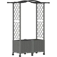 vidaXL Hochbeet mit Rankgitter und Dach Hellgrau 125 x 40 x 144 cm PP