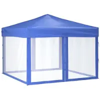 vidaXL Partyzelt Faltbar mit Seitenwänden Blau 3x3 m