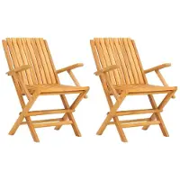 vidaXL Klappstühle, 2 Stück, 61 x 67 x 90 cm, Massivholz Teak
