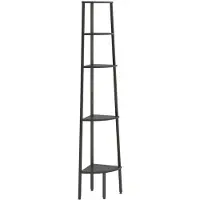 vidaXL Eckregal mit 5 Ablagen Schwarz 45,5x31,5x180 cm