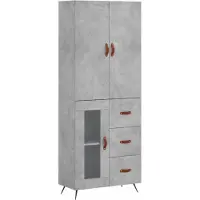 vidaXL Highboard Betongrau 69,5x34x180 cm Holzwerkstoff