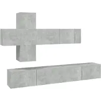 vidaXL 7-tlg. TV-Schrank-Set Betongrau Holzwerkstoff