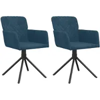 vidaXL Esszimmerstühle 2 Stk. Drehbar Blau Samt