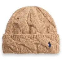 Ralph Lauren für Damen. 455P18125003 Mütze aus Wollmischung mit beigefarbenen Streifen (OSFA), Lässig, Wolle