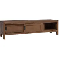 Syfax TV-Schrank 110 x 30 x 30 cm Massivholz Teak Natur