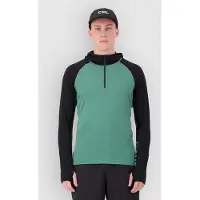 Mons Royale Mens Temple Merino Long Sleeve Hoody deep jade / black (1008) L