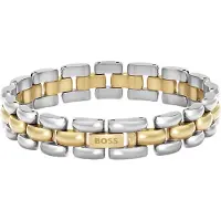 BOSS Gliederarmband "VIOLET", gold (edelstahlfarben, gelbgoldfarben), Armbänder, Damen, 18cm, Edelstahl, Gliederarmband