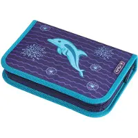 Herlitz Dolphin, Weiches Federmäppchen, Polyester, Blau, Violett, Abbildung, Reißverschluss, Kind