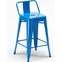 AHD Amazing Home Design Barhocker im industrie stil aus metall mit rückenlehne Steel Top - Blau