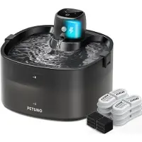 Sonstiges Katzenbrunnen Kabellos 2,3L Schwarz mit 6 Filtern | 4000mAh Akku, Bewegungsmelder, Ultraleise Pumpe