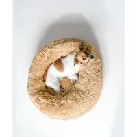OEM Hundebett Runde Form - 100% Weich Polyester - Erhöhte Seiten - Wasserabweisend - Pastellfarbe - Stress- und Angstreduzierend - Hundeschlafplatz für große Hunde