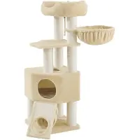 BellaFurn Großer Kratzbaum für Katzen mit Katzenhaus | Beige | 50x50x141 cm