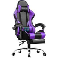GTPLAYER Bürostuhl Gaming Stuhl Massage Gaming Sessel Ergonomischer Gamer Stuhl mit Fußstütze, Kopfstütze Massage-Lendenkissen, Gepolstert Gaming Chair, Drehsessel