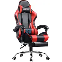 GTPLAYER Bürostuhl Gaming Stuhl Massage Gaming Sessel Ergonomischer Gamer Stuhl mit Fußstütze, Kopfstütze Massage-Lendenkissen, Gepolstert Gaming Chair, Drehsessel
