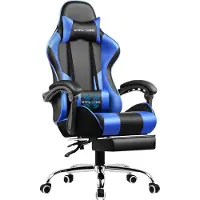GTPLAYER Bürostuhl Gaming Stuhl Massage Gaming Sessel Ergonomischer Gamer Stuhl mit Fußstütze, Kopfstütze Massage-Lendenkissen, Gepolstert Gaming Chair, Drehsessel