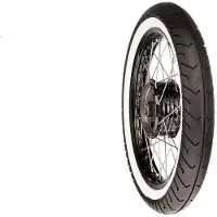 AKF Fahrzeugteile GmbH Komplettrad hinten 1,5x16" Alufelge/Nabe schwarz + Edelstahlspeichen + Weißwandreifen Mitas MC2