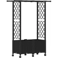 Syfax Hochbeet mit Rankgitter und Dach Schwarz 124,5 x 40 x 142 cm PP