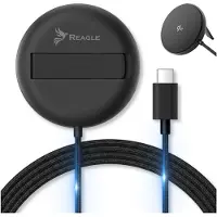 Reagle MagSafe Qi2 Ladegerät Induktive Ladestation 15W Magnet Wireless Charger Kabelloses Ladepad Kompatibel mit Samsung Galaxy Apple iPhone AirPods Schwarz