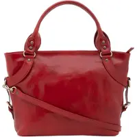I Fratelli Firenze Damenhandtasche aus echtem Rindsleder Abnehmbare Schulterriemen ROSSO UNICA 43x28x12 cm 5579-Rosso
