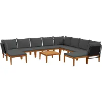 vidaXL 11 stk. Massives Akazienholz & Seil Natur