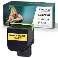 Evoke Toner-Kompatibilkartusche für den Lexmark-Drucker C2425 / C242 Y C242XY0, Gelb, 3.500 Seiten, kompatibel mit C2425dw, C2535dw, MC2425adw, MC2535adwe