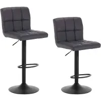 BellaFurn 2er-Set Barhocker mit Rückenlehne aus Kunstleder | Anthrazit | 44x38x92-114 cm