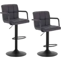 BellaFurn 2er-Set Barhocker mit drehbarer Rückenlehne aus Kunstleder | Anthrazit | 51x37x90-112 cm