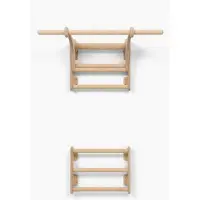 Bear On Bar Dip-Stange SET – 2 Mini-Kletterleitern – Herausnehmbare Stange 100 cm – Wand-Trainingsset – Holz – Breite 48 cm – Kletterleitern 59 cm