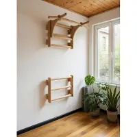 Bear On Bar Dip-Stange SET – 2 Mini-Kletterleitern – Aufsteckbare Stange 94 cm – Wand-Trainingsset – Holz – Breite 48 cm – Kletterleitern 59 cm