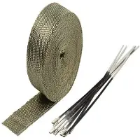 OEM Glasvezel Uitlaatband 2,5cm x 10m - Hoogwaardig - Vermogen Verhogend - Warmtebescherming - Inclusief 6 Kabelbinders - Temperatuur Senker