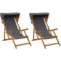 Syfax Liegestuhl 2 pcs 3 Position Massives Eukalyptus Holz Grau