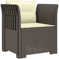 vidaXL 1-Sitzer Sessel mit Kissen Rattan-Look PP Hellgrau
