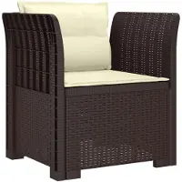 vidaXL 1-Sitzer Sessel mit Kissen Rattan-Look PP Braun