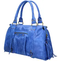Gave Lux Elara Damen-Schultertasche aus echtem Wildleder Blau Italy Blue Jeans UNICA 41x28x13 cm