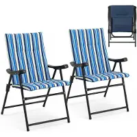 Costway Gartenstühle klappbar 2er Set, Klappstühle mit Auflage, Balkonstühle bis 150 kg belastbar, wetterfeste Terrassenstühle Blau