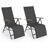 Costway 2er Set Sonnenliege klappbar, Liegestuhl mit verstellbarer Rückenlehne, wetterfeste Gartenliege, Klappliege bis 150kg, Relaxliege Schwarz