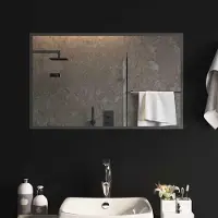 Syfax LED-Badezimmerspiegel Transparent 80 x 50 cm Gehärtetes Glas
