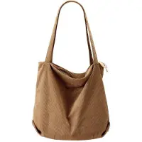 OEM Große Corduroy-Tasche mit Zipper - Schul- oder College-Tasche - Grosse Kapazität - Schultertasche - Handtasche
