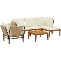 vidaXL 6 stk. Massives Akazienholz & Seil Natur
