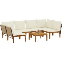 vidaXL 7 stk. Massives Akazienholz & Seil Natur