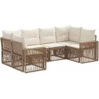 vidaXL Gartensofa-set 6 stk. 6-Sitzanzahl Beige und Cremeweiß